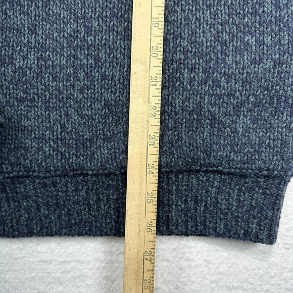 LL Bean Mens Lambs Wool Full Zip Sweater Jacket Blue Green Plaid Lined Pockets - Picture 7 of 9